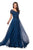 La Femme - 27098 Embordered Lace Bodice Chiffon A- Line Gown Mother of the Bride Dresses 0 / Midnight Blue