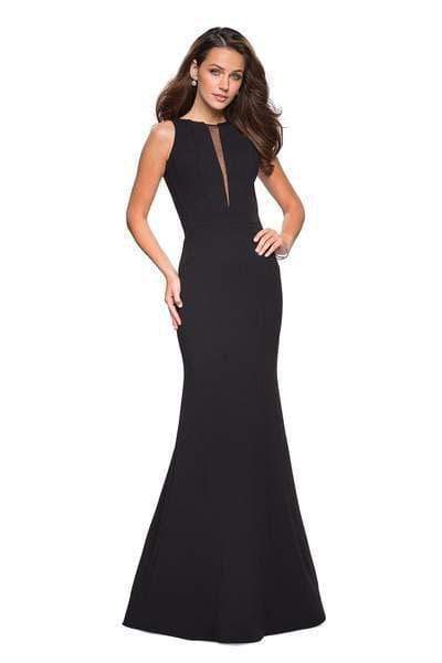 La Femme - 27124 Plunging Illusion Notched Trumpet Gown