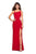 La Femme - 27126 Asymmetrical Neckline Strappy Jersey Evening Dress Evening Dresses 00 / Red