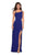 La Femme - 27126 Asymmetrical Neckline Strappy Jersey Evening Dress Evening Dresses 00 / Royal Blue