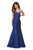 La Femme - 27149 Long Strapless Floral Jacquard Trumpet Gown Special Occasion Dress 00 / Royal Blue