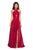 La Femme - 27151 Crisscross Halter Cutout Long Gown Special Occasion Dress 00 / Red