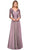 La Femme - 27153 Sheer Lace Quarter Sleeves Empire Waist Chiffon Gown Mother of the Bride Dresses 0 / Dusty Lilac