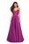 La Femme - 27226 Pleated V-neck Satin A-line Dress Special Occasion Dress 00 / Berry