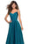 La Femme - 27226 Pleated V-neck Satin A-line Dress Special Occasion Dress