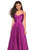 La Femme - 27226 Pleated V-neck Satin A-line Dress Special Occasion Dress