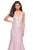 La Femme - 27228 Metallic Lace Deep Halter V-neck Mermaid Dress Special Occasion Dress