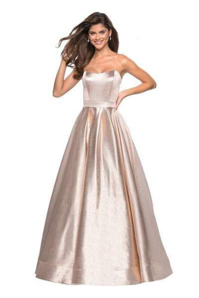 La Femme - 27280 Sweetheart Fitted Pleated Ballgown Ball Gowns 00 / Rose Gold