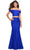 La Femme - 27443 Two-Piece Allover Lace Off Shoulder Mermaid Gown Formal Gowns 00 / Electric Blue