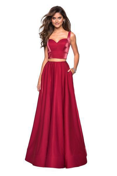 La Femme - 27444 Two-Piece Sweetheart Bodice A-Line Gown Special Occasion Dress 00 / Garnet
