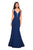 La Femme - 27446 Long Strappy Back Trumpet Gown Special Occasion Dress 00 / Navy