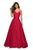 La Femme - 27447 Sleeveless V-neck Mikado Ballgown Special Occasion Dress 00 / Red