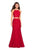 La Femme - 27452 Strappy Two Piece Halter Trumpet Gown Evening Dresses 00 / Red