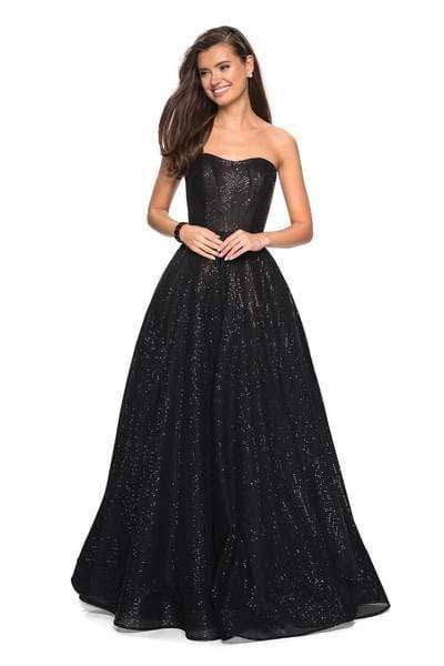 La Femme - 27467 Sequined Strapless Sweetheart Ballgown Special Occasion Dress 00 / Black