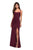 La Femme - 27470 Sleeveless Draped Sheath High Slit Gown Prom Dresses 00 / Wine