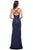 La Femme - 27470 Sleeveless Draped Sheath High Slit Gown Prom Dresses