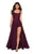 La Femme - 27476 Classy Allover Lace Organza Gown with Romper shorts Prom Dresses 00 / Dark Berry