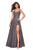 La Femme - 27476 Classy Allover Lace Organza Gown with Romper shorts Prom Dresses 00 / Gunmetal