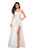 La Femme - 27476 Classy Allover Lace Organza Gown with Romper shorts Prom Dresses 00 / White