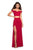 La Femme - 27496 Two Piece Off shoulder Gown with Slit Special Occasion Dress 00 / Deep Red
