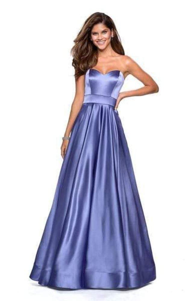 La Femme - 27506 Strapless Sweetheart Metallic Empire Gown Prom Dresses 00 / Dark Periwinkle