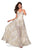La Femme - 27547 Metallic Floral Plunging V-neck A-line Dress Special Occasion Dress