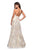 La Femme - 27547 Metallic Floral Plunging V-neck A-line Dress Special Occasion Dress