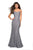 La Femme - 27565 Allover Lace Sleeveless Strappy Back Mermaid Gown Special Occasion Dress 00 / Gunmetal