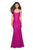 La Femme - 27565 Allover Lace Sleeveless Strappy Back Mermaid Gown Special Occasion Dress 00 / Hot Pink