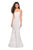 La Femme - 27565 Allover Lace Sleeveless Strappy Back Mermaid Gown Special Occasion Dress 00 / White
