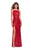 La Femme - 27585 Sequined Backless High Slit Long Gown Special Occasion Dress 00 / Red