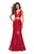 La Femme - 27590 Fully Sequined Deep V-neck Trumpet Dress Special Occasion Dress 00 / Red