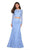 La Femme - 27601 Two-Piece Allover Lace Long Sleeve Evening Gown Evening Dresses 00 / Cloud Blue