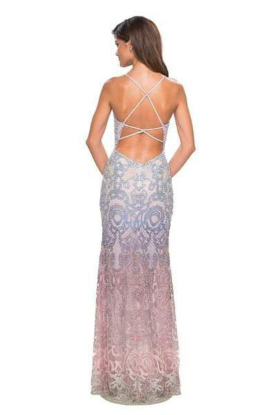 La Femme - 27609 Ombre Beaded Deep Sweetheart Trumpet Dress