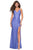 La Femme - 27614 Lace V-Neck Strappy Gown with Slit Special Occasion Dress 00 / Periwinkle