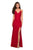 La Femme - 27614 Lace V-Neck Strappy Gown with Slit Special Occasion Dress 00 / Red