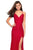 La Femme - 27614 Lace V-Neck Strappy Gown with Slit Special Occasion Dress
