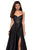 La Femme - 27619 Metallic A-Line High Slit Gown Prom Dresses