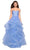 La Femme - 27620 Appliqued Sweetheart Bodice Tiered Tulle Gown Special Occasion Dress 00 / Cloud Blue