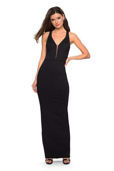 La Femme - 27637 Strappy Plunging Halter Evening Dress Special Occasion Dress 00 / Black