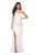 La Femme - 27657 Plunging Crisscross-Strapped High Slit Gown Prom Dresses 00 / White
