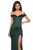 La Femme - 27752 Off Shoulder High Slit Long Fitted Satin Dress Special Occasion Dress 00 / Emerald