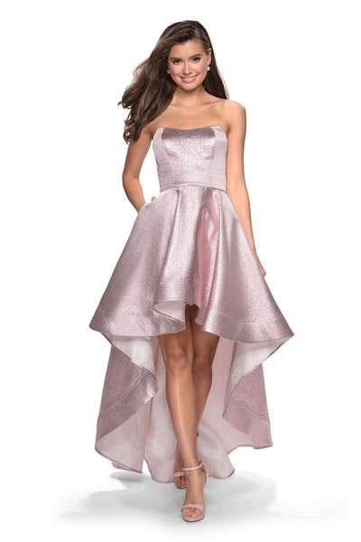 La Femme - 27783 Strapless Sweetheart High Low A-line Dress Special Occasion Dress 00 / Pink