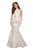 La Femme - 27796 Halter Jacquard Mermaid Dress Special Occasion Dress 00 / Ivory/Gold