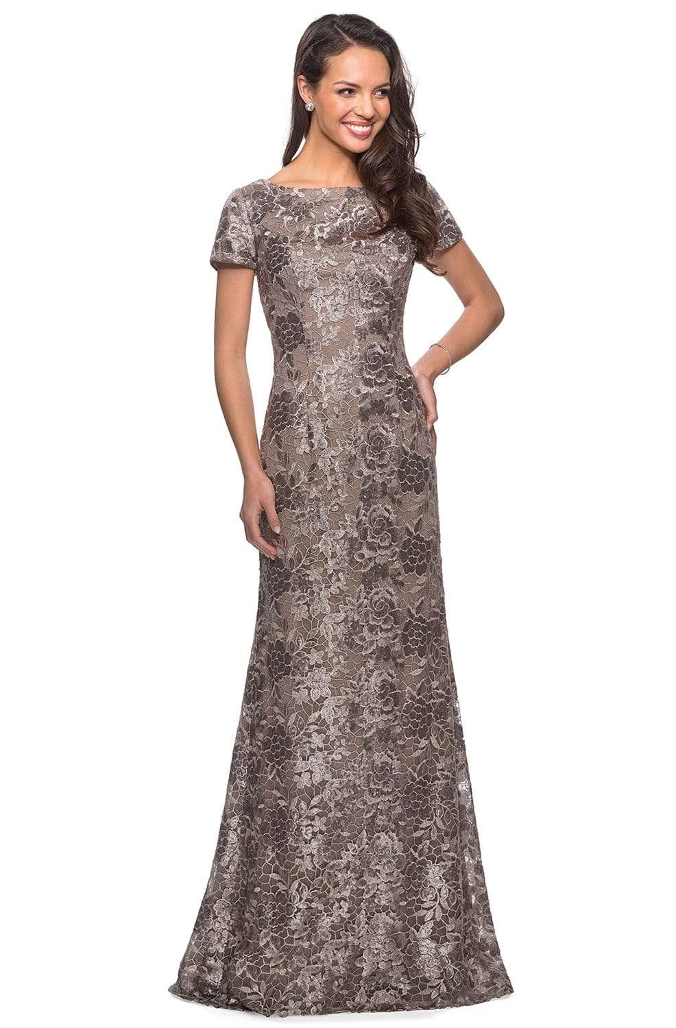 La Femme - 27884 Floral Bateau Evening Dress – Couture Candy