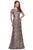 La Femme - 27884 Floral Bateau Evening Dress Special Occasion Dress 4 / Cocoa