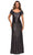 La Femme - 27916 Allover Sequins Short Sleeve Evening Gown Mother of the Bride Dresses 2 / Gunmetal