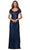 La Femme - 27916 Allover Sequins Short Sleeve Evening Gown Mother of the Bride Dresses 2 / Navy