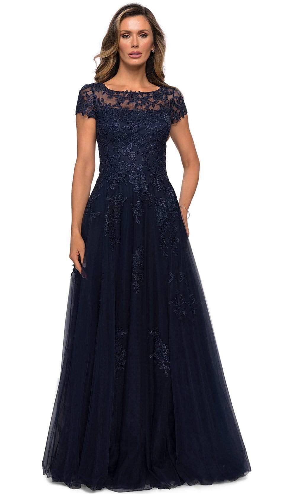 La Femme - 27920 Lace Bateau Tulle A-line Gown – Couture Candy
