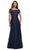La Femme - 27935 Illusion Neckline Beaded Lace Ornate A-Line Gown Mother of the Bride Dresses 2 / Navy